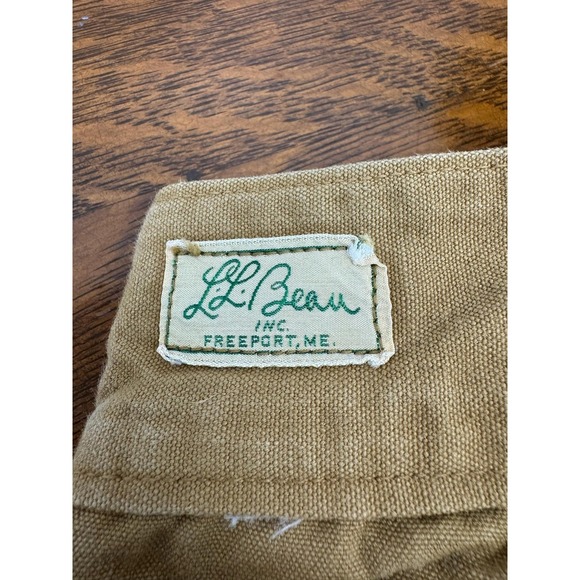 Vintage L.L. Bean Pants Mens 32x27 Brown Canvas Pleated Tapered Khakis Relaxed - Picture 3 of 7